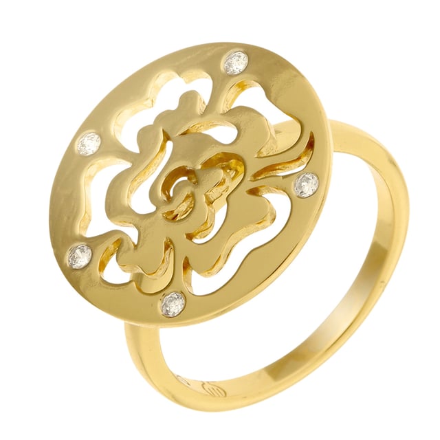 This elaborate Ring for Women from Orphelia  is the perfect gift to spoil yourself or a loved one. The Ring is made out of 925 Sterling Silver, colored Gold at Size: 54 weighing in at 3.3 grams with a Width of  cm at its widest point. The Orphelia Women's 925 Sterling Silver Ring - Gold ZR-7079/2 is delivered in a stunning gift box and carries a two year warranty.
