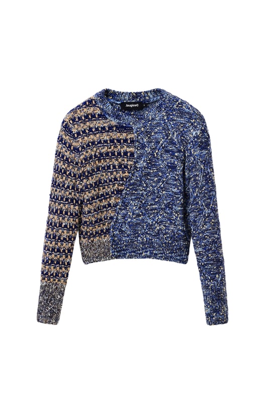 Marca: Desigual   Género: Mujeres   Tipo: Tejido de punto   Color: Azul   Escote: Cuello redondo   Mangas: Manga larga   Temporada: Otoño/invierno