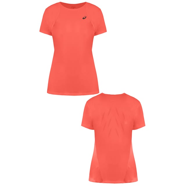 Asics Logo Womens Orange T-Shirt Asics Short Sleeve Crew Neck Orange Plain Womens T-Shirt 121714 0552