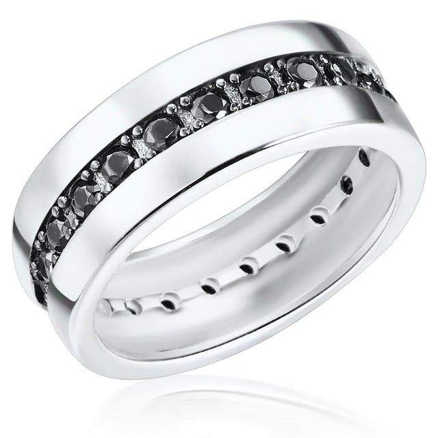 Memoire rings are particularly emotional memory jewelry, as they are a symbol of a life spent together and the infinite love. Also hold your most valuable moments with this fascinating Eternity ring from Rafaela Donata: The ring rail made of high-gloss polished 925 sterling silver is already completely all around with colored zirconia stones that sparkle mysteriously-a contemporary look for trend-conscious women. Tip: The striking piece of jewelry in masterful jewelry quality is also ideal as an engagement and wedding ring.