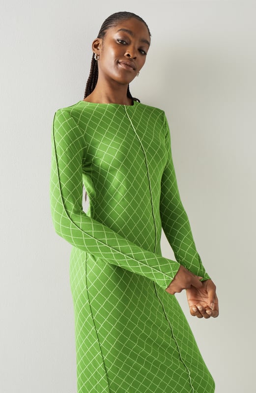 green emerald velvet dress Womens LK Bennett Green Perdy Crepe Sheer Sleeve Dress