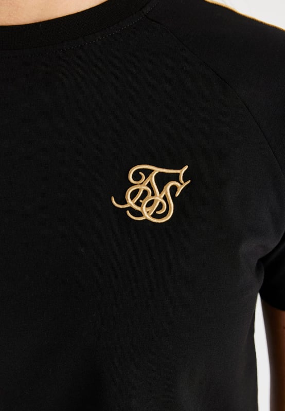 inchSikSilk Metallic Taped Raglan Tee  BlackTShirt95% Cotton 5% Elastane inch