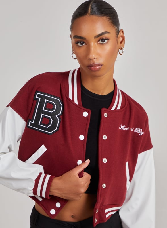 Contrast Sleeve Baseball Jacket