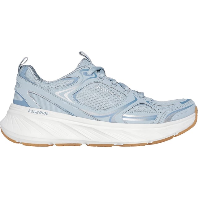 Skechers Edgeride Silver Eclipse synthetische Damen blaue Sneakers Genießen Sie eine gut gepolsterte Leistung und achten Sie dabei auf Ihren ökologischen Fußabdruck, wenn Sie den Skechers Relaxed Fit: Edgeride Silver Eclipse tragen. Dieser vegane Sportschuh wurde mit recycelten Materialien entworfen und verfügt über eine Skechers Air-Cooled Memory Foam Innensohle.