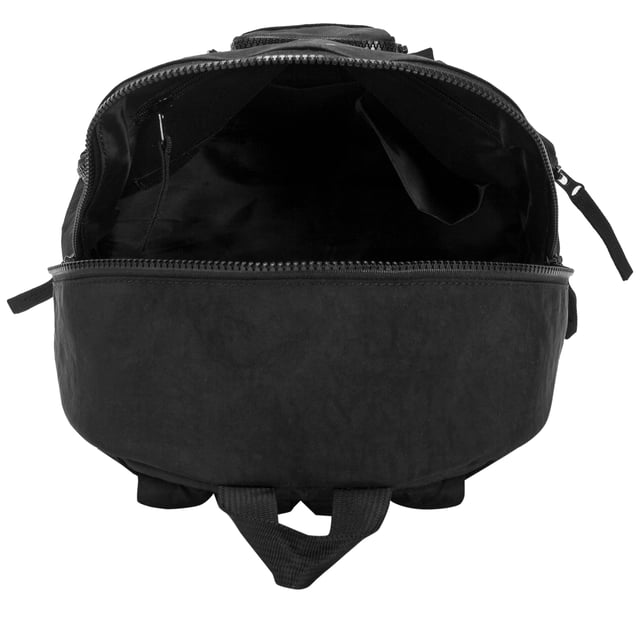 Our medium-sized backpack made in our Contore nylon fabric. This lightweight backpack has plenty of internal space as well as a unique triple-pocket design and internal laptop sleeve (fits 13 inch Macbook Pro). It's stylish design is discreet and adaptable enough to style with any outfit. The perfect bag for your every day commute or casual day-trip. Features: , Water Resistant Contore nylon fabric, 13 inch padded laptop sleeve, Zip top opening to main compartment, Triple front zip pocket with webbing loops, Internal zip pocket for smaller valuables, 2 Internal mobile phone slip pockets - Fits normal and plus size smart phones, 3 Internal pen slip pockets, ARTSAC seal of approval rubberised patch logo, Ergonomic contoured back panel, Adjustable padded backpack straps, Top grab handle, Medium model Style Ref: 52001 BLACK