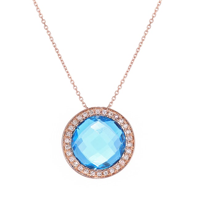 9K (375) Rose Gold: 1.95gr; # Diamond: 0.1ct; # Blue Topaz: 4.38ct