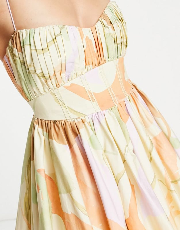 ASOS DESIGN cotton structured prom mini dress with corset detail in ...