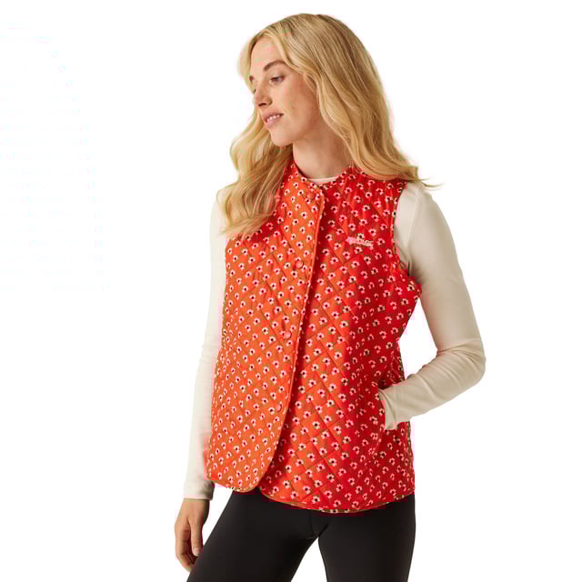 100% Polyester. Lining: Polyester, Taffeta. Design: Clover, Diamond, Quilted. Fabric Technology: Durable, DWR Finish, Insulating, Lightweight, Warmloft. Sleeve-Type: Sleeveless. Neckline: Stud. Pockets: 2 Side Pockets. Fastening: Stud. 12 UK: 36 in. 14 UK: 38 in. 18 UK: 43 in. 16 UK: 40 in.