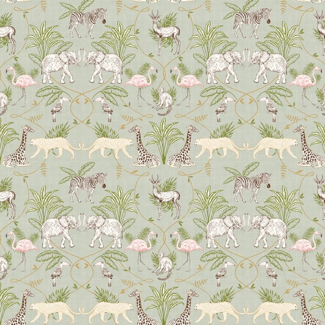 The magnificent Serengeti landscape is captured in the tranquil wallpaper featuring all the best loved safari animals in a decorative swirling kaleidoscopic scenery. A neutral palette sits behind the design as it enhances its intricate detail. A compilation of giraffes, zebras, elephants, cheetah, monkeys, flamingos, and Toucans will add a touch of safari beauty wherever it is used. This wallpaper is a paste the wall application; simply paste the wall, hang your paper, and leave to dry. Each roll is 10m long and 52cm wide. Pattern repeat: 53cm Straight Match. Our Serengeti wallpaper can be used to paper the whole room or to create an eye-catching feature wall. This wallpaper is also wipeable so that any light marks can be dabbed away.