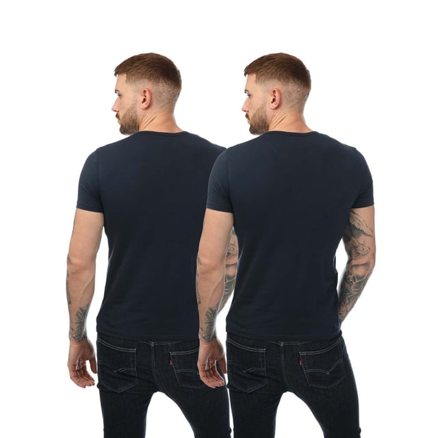Men's Emporio Armani 2 Pack Assorted Crew Neck T- Shirt in navy.- Round neckline.- Short sleeves.- 2-piece set.- Printed logo.- Straight hem.- 100% Cotton.- Ref: 1112674R722.