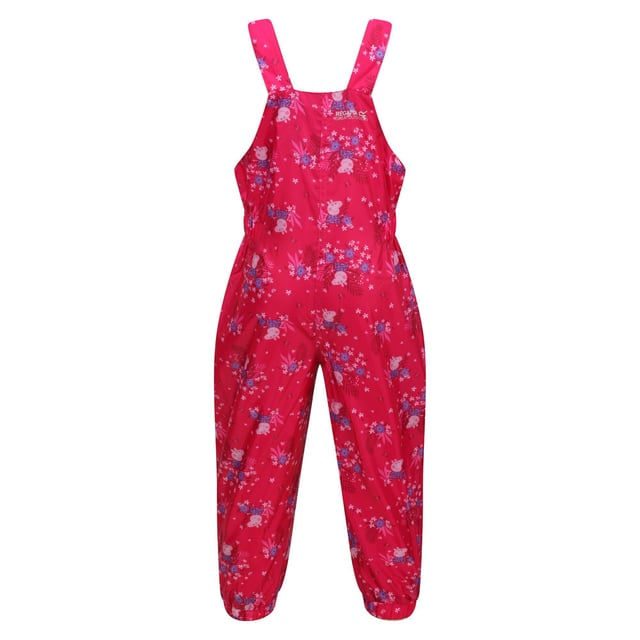 Regatta Kinder/Kids Muddy Puddle Peppa Pig Gebloemde tuinbroek (Roze Fusie) 100% Polyester. Stof: Isoliet. Ontwerp: Bloemen, Logo. Personages: Peppa Pig. Zakken: 1 Voorzak. Waistline: Elastiek. Manchet: Elastiek. Zoom: Elastisch. Mouwtype: Mouwloos. Halslijn: Vierkante Hals. Overal Print, Reflecterende Trim. Stoftechnologie: Ademend, Duurzaam, Lichtgewicht, Waterdicht. Sluiting: Gesp riem, Pull-On. 100% Officieel Gelicentieerd.