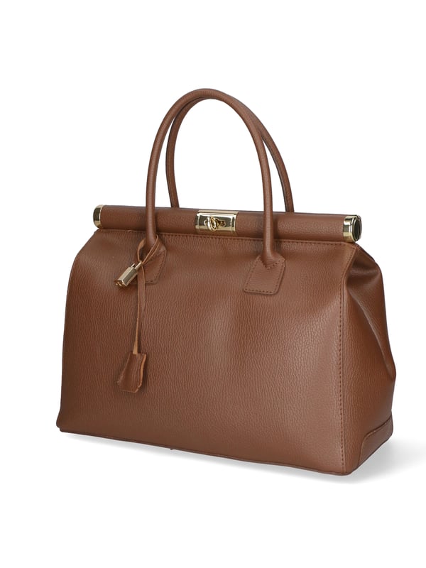 Damenhandtasche mit zwei Fächern und abnehmbarem Schultergurt. Italienisches handgefertigtes Produkt aus echtem Dollarleder. Hergestellt in Italien
