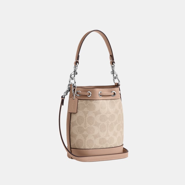 Mini Bucket Bag in Signature Canvas,  Length: 14.00 cm,  Width: 16.50 cm,  Height: 9.00 cm