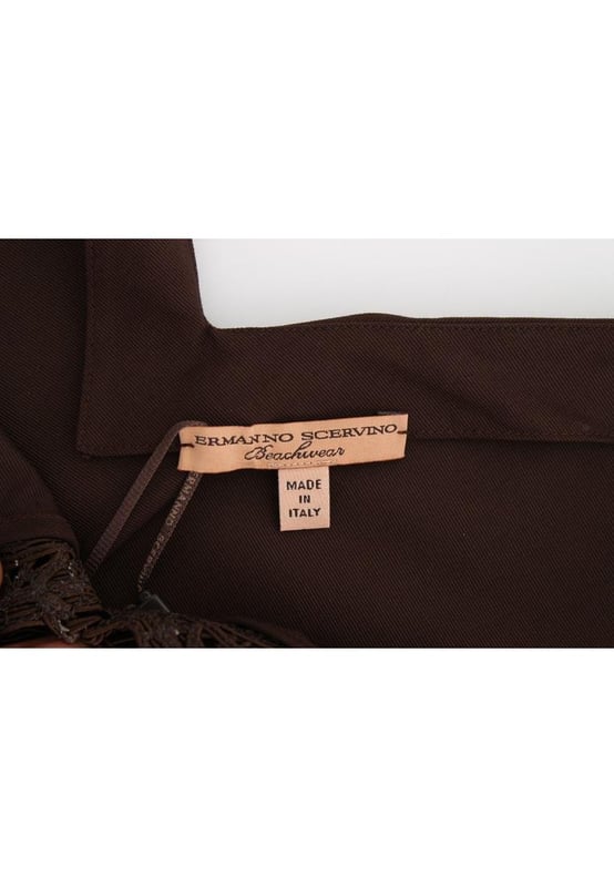 Authentic Ermanno Scervino Beachwear tunic dress
  Made with 100% brown cotton stretch fabric
  Comfortable and stylish design
  Perfect for a day at the beach
  Made in Italy
  Includes logo details
  Must-have addition to your summer wardrobe
Material: 97% Cotton 3% Elastane