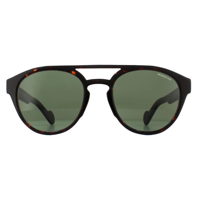 Moncler Sunglasses ML0075F 52N Dark Havana Green are a statement pair with rounded lenses and top bar. The lightweight acetate frame features the Moncler logo on the temples for brand recognition.