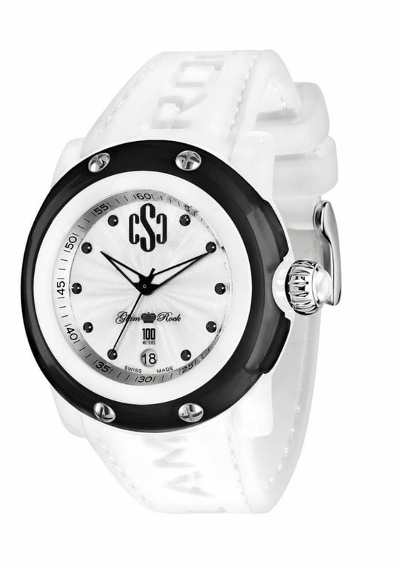 Glam Rock GR62009 - Damenuhr Quarz aus Polycarbonat• Material: Polycarbonat• Glas: Saphir• Armband: Silikon• Farbe: Weib• Wasserbeständigkeit: 100 m (10 ATM)• Gehäusegröße: 46 mm