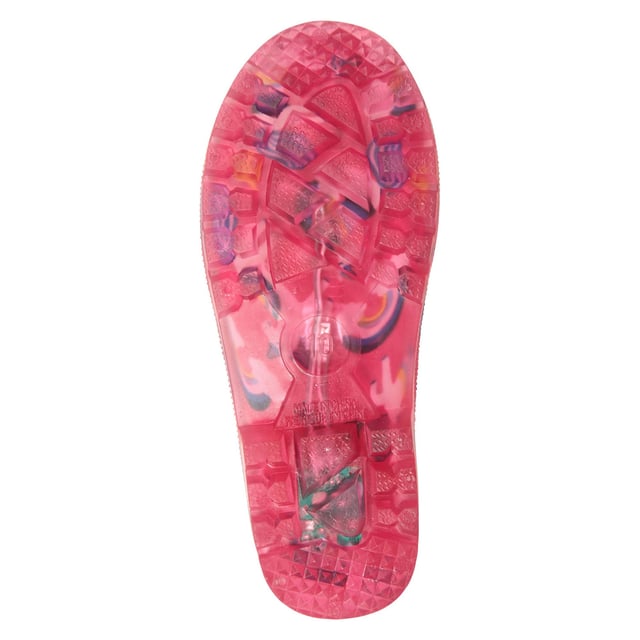 Upper: Rubber. Lining: Mesh. Breathable, Flashing Lights. Flat. Design: Clouds, Rainbow Stars, Unicorn. Toe Style: Round. Fastening: Pull-On. Waterproof.