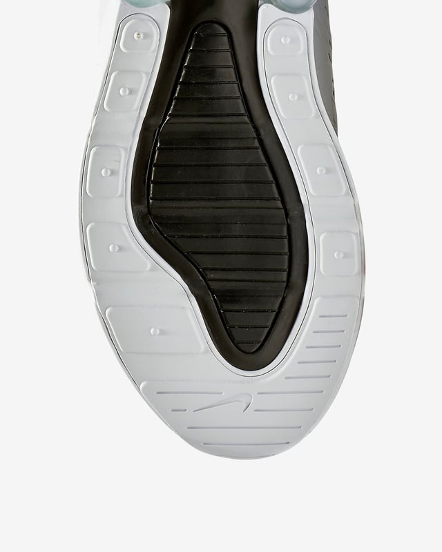 LEGENDARY AIR GETS LIFTED.

Nike's first lifestyle Air Max brings you style, comfort and big attitude in the Nike Air Max 270. The design draws inspiration from Air Max icons, showcasing Nike's greatest innovation with its large window and fresh array of colours.

Benefits
	The Max Air 270 unit delivers unrivalled, all-day comfort.
	The sleek, running-inspired design roots you to everything Nike.
	Woven and synthetic fabric on the upper provides a lightweight fit and airy feel.
	Foam midsole feels soft and comfortable.
	The stretchy inner sleeve and bootie-like construction create a personalised fit.
	Rubber on the outsole adds traction and durability.

Product Details
	Mesh details for an airy feel
	Synthetic and textile upper.
	2-piece midsole
	Colour Shown: White/White/Black
	Style: AH8050-100

Nike Air Max Origins
Revolutionary Air technology first made its way into Nike footwear in 1978. In 1987, the Air Max 1 debuted with visible Air technology in its heel, allowing fans more than just the feel of Air cushioning—suddenly they could see it. Since then, next-generation Air Max shoes have become a hit with athletes and collectors by offering striking colour combinations and reliable, lightweight cushioning.