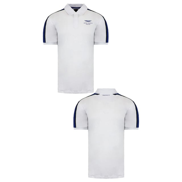 Hackett Aston Martin Racing Shoulder Panel  White Mens Polo Shirt HM562677 802