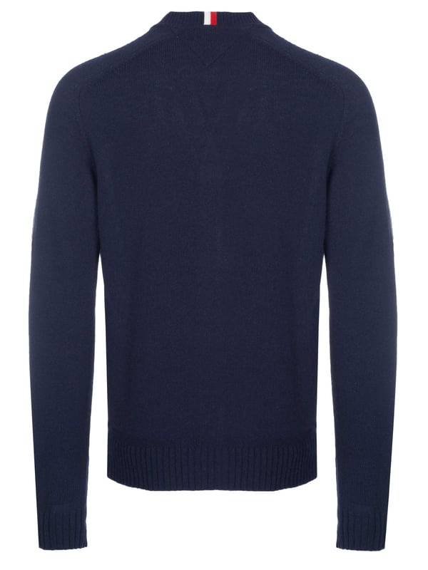 100% lana; suéter de Tommy Hilfiger;  Modelo: MW0MW33099 DW5;  Mano de obra de alta calidad;  100% lana;  corte en V;  tira de botones;  manga larga;  Detalles del logo de Tommy Hilfiger