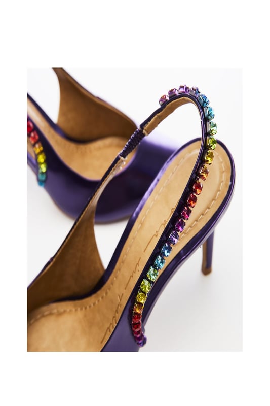 Purple and gold heels top