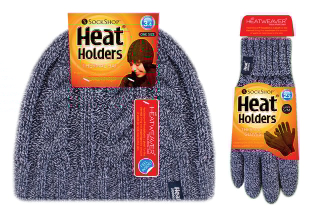 When it gets cold, you need the ultimate set of thermal gear to make sure you’re as warm as possible! Heat Holders is your solution with our ladies thermal insulated hat and glove set. Lovely, lined winter hat with superior thermal qualities, keeping your head warm throughout. Ladies Gloves These Heat Holders thermal gloves are designed to keep warm air close to the skin, keeping your hands warmer for longer. With a special Heat Holders yarn and Heatweaver plush like lining these gloves prove to have superior moisture breathing abilities whilst insulating your hands and keeping them toasty and warm The Technicalities Heat Holders Yarn – Specially developed thermal yarn provides high performance insulation against cold. It also has superior moisture breathing abilities. Heat Weaving Lining – Heat Weaver insulation is a plush fur-like thermal lining that maximises the amount of warm air held close to the skin. About Tog Ratings – The tog rating is a measurement for the thermal ability of a garment, approved by British Standard. Cable Construction – Our stretchable rib construction contours around the natural shape of your head, hands and neck for improved fit, warmth and comfort.