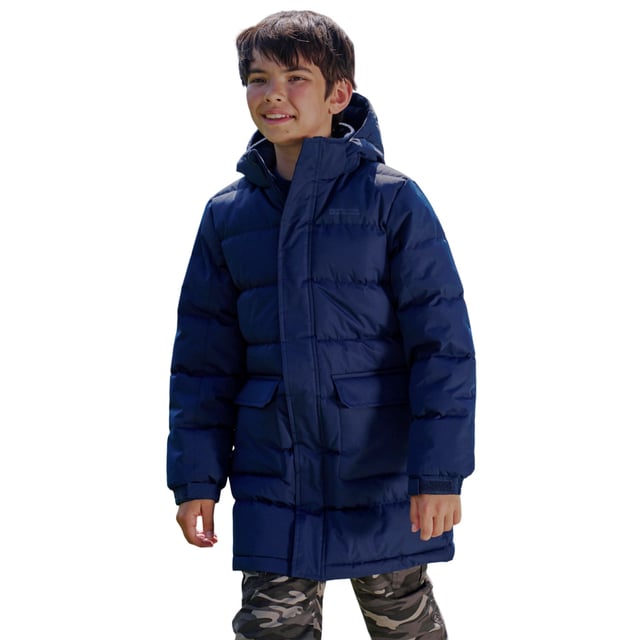 Lining: Fleece. Fabric: Microfibre. Design: Logo, Quilted. 260gsm. Fabric Technology: Durable, DWR Finish, Insulating, Soft. Neckline: Hooded. Sleeve-Type: Long-Sleeved. Padded, Snug Fit. Hood Features: Detachable Hood. Length: Longline. Pockets: Flap Closure, Zip. Fastening: Full Zip. 11-12 Years: 31 in. 7-8 Years: 26 in. 9-10 Years: 29 in. 13 Years: 33 in.
