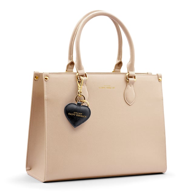 Key Ring - Handbag jewel "HEART" - 2 broken rings, 1 snap hook - Gold finishing