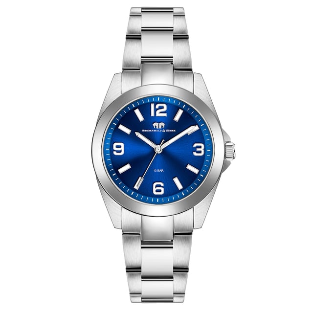 Would you like a watch with a timeless design in connection with your own character and excellent quality? Then this women's model of the Rhodenwald & Sons brand is the perfect choice. The watch manufacturer stands for stylish and sustainable masterpieces for all generations: the timepiece enthusiastic with a tidy dial, subtle line indices, Arabic figures, minute and luminal staff. The hard -wearing stainless steel housing and a suitable link strap made of stainless steel form an exciting contrast to the dark dial and fit harmoniously into the overall concept. A precise quartz watchwerk, a screwed housing floor and waterproof up to 10 ATM are also part of the exclusive equipment.