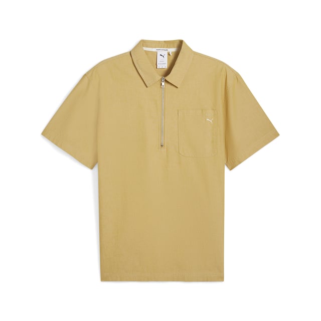 PRODUCT STORY: MMQ = "Macht's mit Qualität." Translated from German, it means "Made with Quality" and represents the finest in PUMA's designs and materials. Minimalistic aesthetics, contemporary silhouettes, with a passion for sophisticated details. This shirt has a relaxed fit and a half-zip closure. FEATURES & BENEFITS: Made with at least 20% recycled cotton. DETAILS: Relaxed fit; 210 gsm, plain weave; Collar; Short sleeves; Half-zip closure with metal zip pull; Chest pocket.