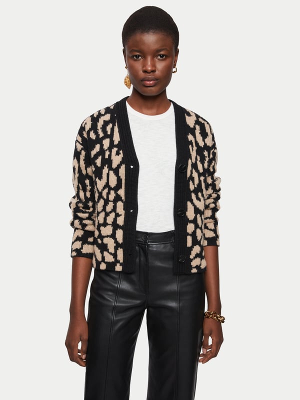 Leopard Jacquard Cardigan