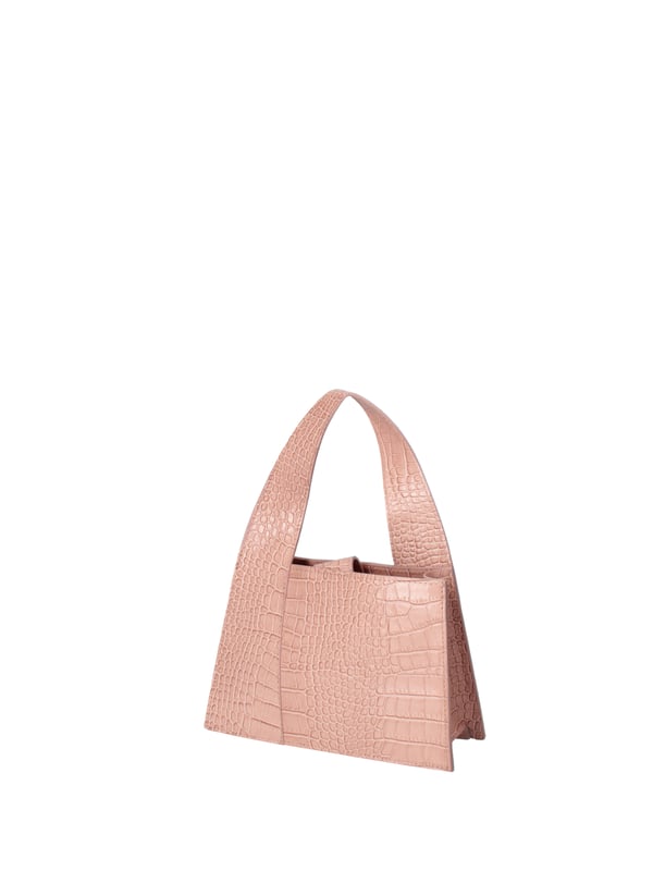 Bolso de mujer. El cierre es con botón magnético. Los bolsillos internos son uno abierto. Los bolsillos externos están ausentes. La bandolera es ajustable y extraíble en piel. El mango es de cuero. Hay un compartimento interno. El material exterior es piel auténtica estampada con efecto de cocodrilo. Internamente no está forrado. Medidas: 21x14x8 cm. Hecho en Italia