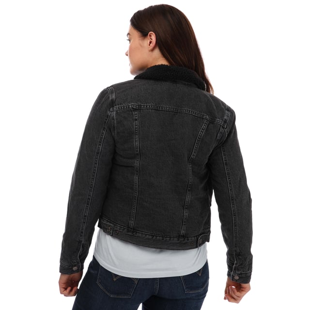 Womens black levis denim jacket sale