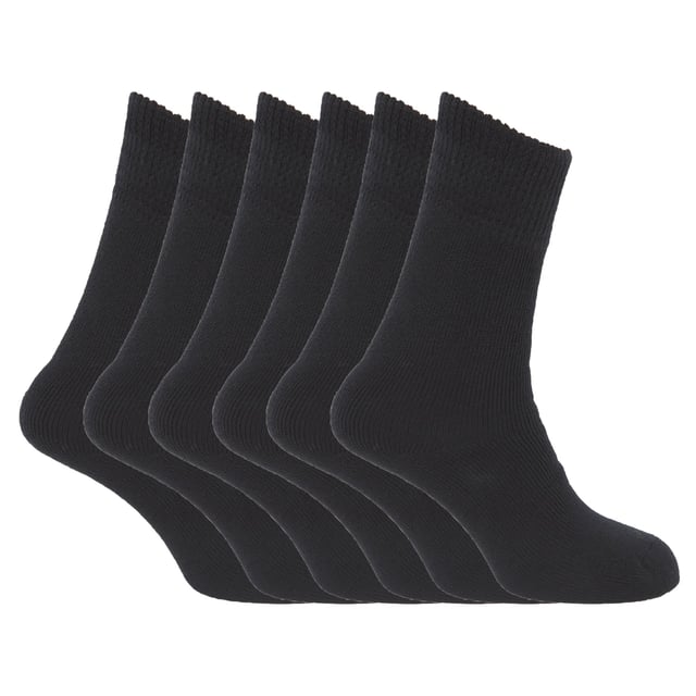 Our premium quality multipack Womens thermal socks. Size UK 4-7, EUR 37-41. Ideal for cold winter days or even on the ski slopes. Double brushed inside and knitted with high bulk acrylic yarn for extra warmth and comfort. High tog rating. Long pile cushioning for extra comfort. Fibre contents: 80% Acrylic and 20% Nylon, Fibre contents for Black: 85% Acrylic, 10% Polyester, 5% Elastane.