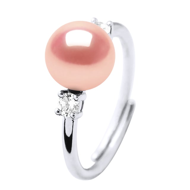 Ring Rush Äkta Sötvattenspärla 7-8 mm - Kvalitet AAAA + - COLORI NATURAL ROSE - Paving oxider av zirkonium - Justerbar från storlek 48 till storlek 62 - 925 Tusendels rhodium - 2 års garanti mot tillverkningsfel - Levereras i sitt fodral med ett äkthetsintyg och en internationell garanti - Alla våra smycken är tillverkade i Frankrike.