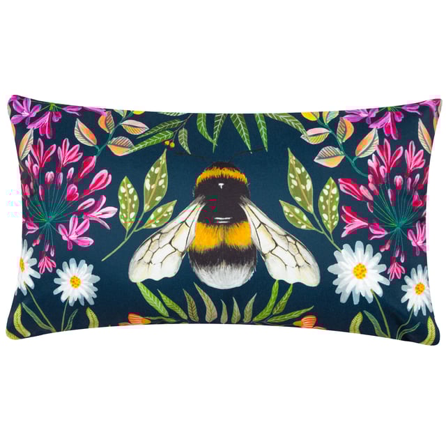 In superb hand-painted detail, a large bumble bee buzzes happily among the surrounding attractive pollinating florals, set against a rich, navy contrast background and printed on UV, water resistant Polyester fabric. Bring a touch of nature to your outdoor space with the beautifully designed Zinnia Bee outdoor cushion.