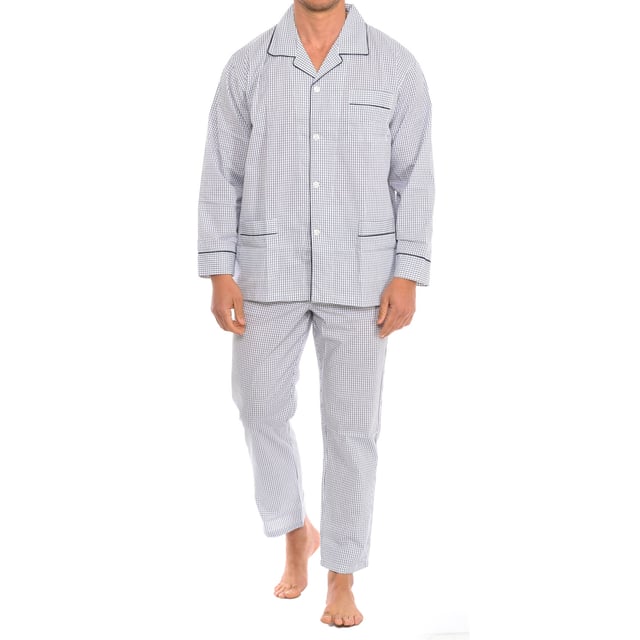 Kisses\u0026Love långärmad pyjamas och långbyxor.\n Skjorta med huvudknappstängning.\n Långbyxor med elastisk linning som kan justeras med en knapp.\n Öppna fickor i sidan.\n Sömmar i ton i ton.\n Sammansättning: 100% bomull\n Skötsel:\nTvätta i maxtemperatur 30º.\n Använd inte blekmedel.\n Använd inte torktumlare.\n Får ej strykas.