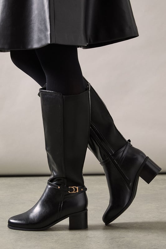 Wide Fit Black Tight Fit Knee High Boots Buy Jones Bootmaker Black