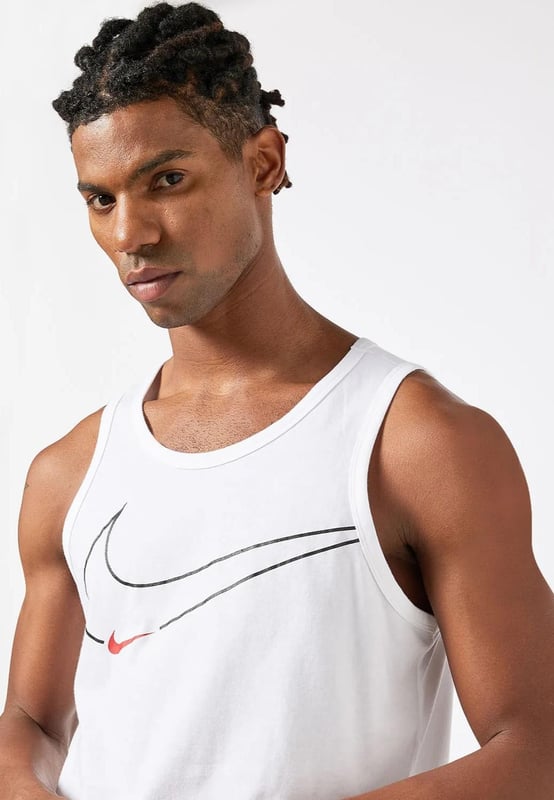 Nike Dri FIT Mens Graphic Training Tank Vest in White