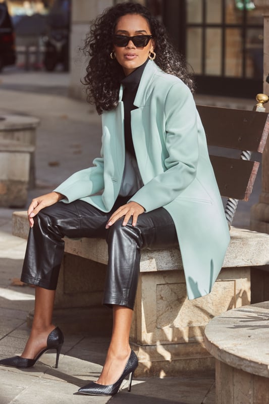 REASONS TO BUY:

Cosy never looked so chic
Sleek tailored style with notch neck detail
Flattering hem length
Single-breasted fastening nips in your waist
Trending sage green shade
For your work and weekend wardrobe