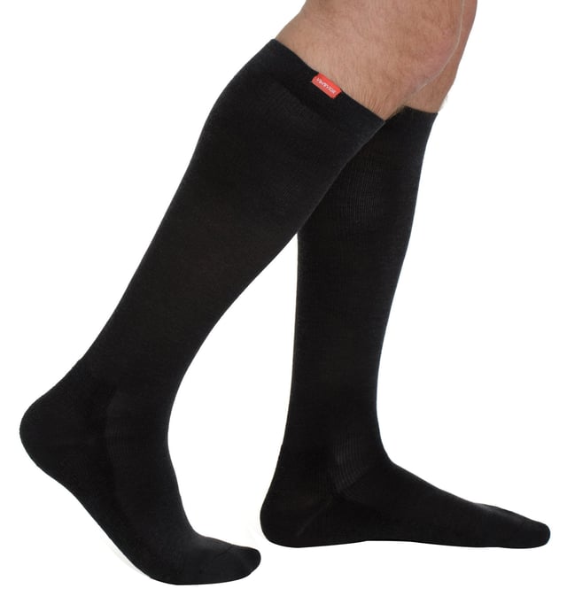 Energize your legs! Using integrally-knit graduated compression, these compression socks apply therapeutic pressure that starts at the ankle and gradually eases above. It’s this external pressure that energizes your legs and reduces swelling. These socks have a 15-20 mmhg compression level that is ideal for all-day, everyday wear, sitting or standing for long periods. High-quality premium merino wool throughout the sock allows for sustained compression throughout the day. Alleviate achiness & heaviness by squeezing the legs from the bottom up, our legwear can help increase circulation of freshly oxygenated blood back to your legs. These are made for people with circulation problems and also ideal for flight travel, pregnancy, exercising, when sitting or standing for long periods of time and even during visits to hospital. These socks are specially designed to energise legs, reduce swelling, alleviate achiness & heaviness and to aid in muscular recovery. Made with high-grade australian merino wool and a 200-needle count for flexibility and comfort which contours leg and heel for superior fit. These socks are comfortable and breathable with graduated compression from ankle to calf with a contoured leg and heel for a great fit. The flexible toe pocket doesn’t squeeze the toes! Tested & trusted: based out of missoula, montana, VIM & VIGR is dedicated to creating products that provide you with everyday relief. VIM & VIGR graduated compression legwear was developed in partnership with vascular surgeons and vein clinics and all products are listed with the food and drug administration (fda). These compression socks are available in 3 colours: black, purple and black/grey and 3 sizes: Small/Medium, Medium/Large and Large/X-Large. They’re made out of 45% Nylon, 40% Merino wool, 15% Spandex (latex-free).
