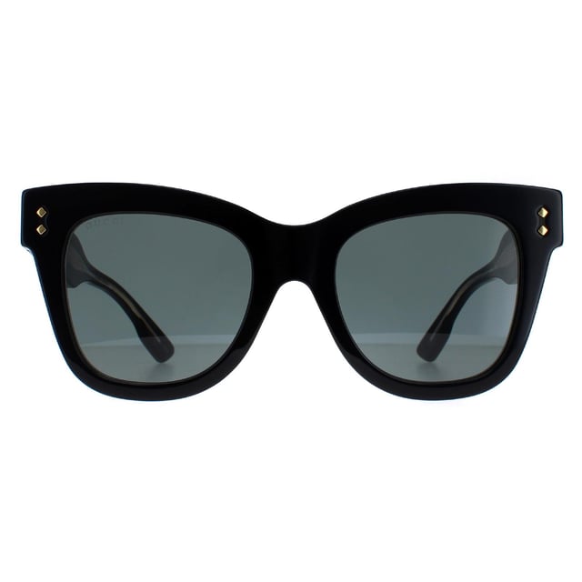 Gucci Aviator Mens Black Grey with Gold Gucci Pattern GG0900S  Sunglasses are a snazzy aviator frame that effortlessly complements any outfit. The frame is made from high-quality acetate, renowned for its durability and lightweight nature, ensuring a comfortable fit. Gucci's logo features on the temples for brand authenticity.