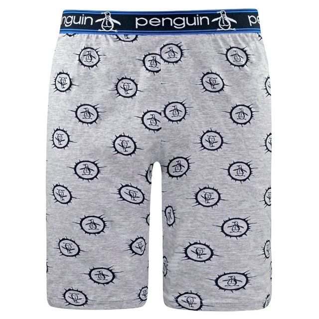 Original Penguin Stretch Waist Grey Mens Pete Stamp AOP Lounge Shorts MLHPE825