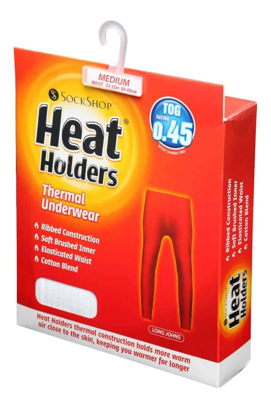 Heat Holders thermal construction holds more warm air close to the skin, keeping you warmer for longer. This set of thermal underwear is the perfect set for layering, as of its easily fitting design for under your clothes for a smooth slim-fitting thermal base layer for the colder days where one layer isn't enough! This thermal underwear set has a TOG rating of 0.45, adding that crucial extra layer of warmth. The higher the TOG the better the garment will keep you warm. The ribbed construction of this thermal underwear has been designed so that it effortlessly shapes to the bodies natural contours - helping to provide the best fit possible making it hardly noticeable under your clothing. The base layer is made of a cotton-rich blend, which gives you the most natural softness and warmth for all-day wear. This bottoms part to the set has an elasticated waistband, meaning it has an ease of fit. The thermal underwear set comes in 2 colours (Grey and White), and there are matching tops also available in separate listings. We also offer women's sizes/colours..