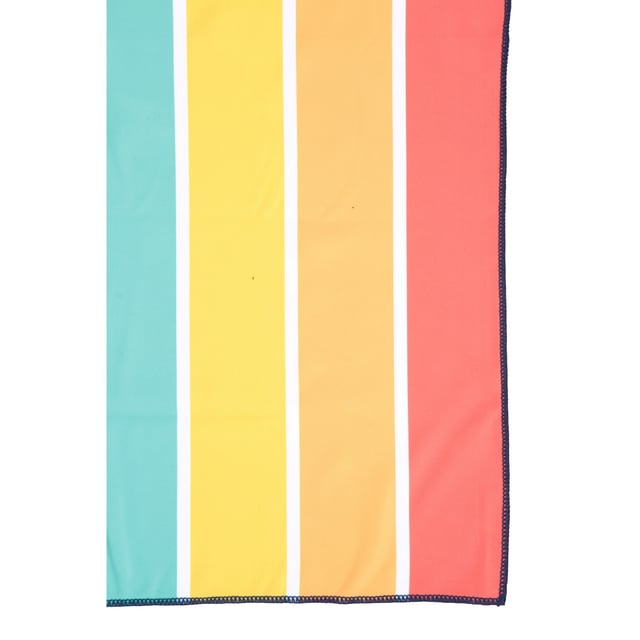 100% Polyester. Fabric Technology: Absorbent, Lightweight, Quick Dry. Fabric: Microfibre. Height: 150cm. Length: 85cm. Design: Printed, Rainbow, Stripe. Compact.
