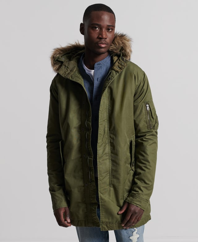 Mens green parka discount coat
