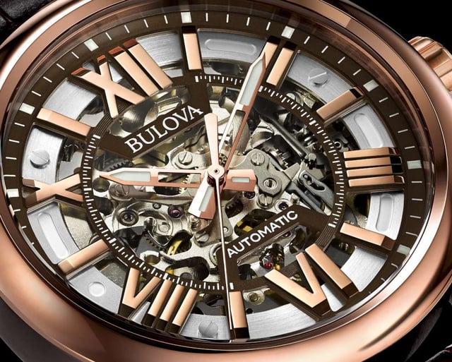 This Bulova Automatic Analogue Watch for Men is the perfect timepiece to wear or to gift. It's Multicolour 43 mm Round case combined with the comfortable Brown Leather watch band will ensure you enjoy this stunning timepiece without any compromise. Operated by a high quality Automatic movement and water resistant to 10 bars, your watch will keep ticking. Get all the comfort with this fashionable croco-embossed leather band, perfect for every occasion High quality 21 cm length, 20 mm wide Brown Leather strap with a Buckle Case diameter: 43 mm, Case height: 12 mm and Case color: Multicolour/Dial color: Multicolour