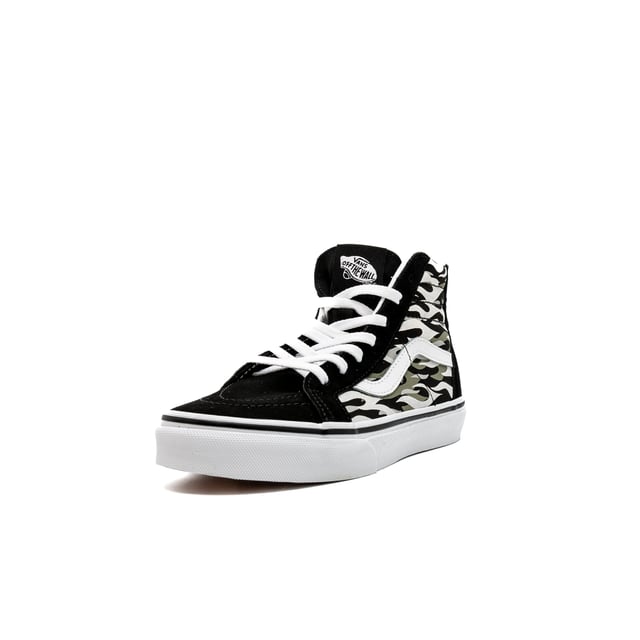 Farbe: Schwarz, Weiß, Grün FLAME CAMO BLACK/GREY Obermaterial: Leder, Stoff Innen: Stoff Sohle: Gummi Verschluss: Schnürsenkel Flammenmuster-Details Passform: Regular Anlass: Freizeit