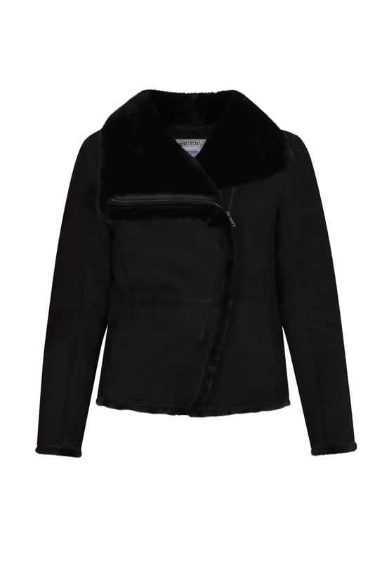 Ontdek het perfecte jack van schapenvacht dat stijl en warmte combineert. Dit item van geitenleer heeft een reverskraag, lange mouwen en een diagonale ritssluiting voor gemakkelijk dragen. Het casual maar veelzijdige ontwerp heeft zakken en zichtbare naden, waardoor hij perfect is voor koude dagen. Comfortabele zakken op de heuplijn. Voel je comfortabel en zie er elegant uit in deze bovenkleding.  Jas