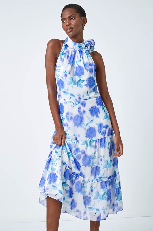 Floral Halterneck Tiered Midi Dress Floral Halterneck Tiered Midi Dress